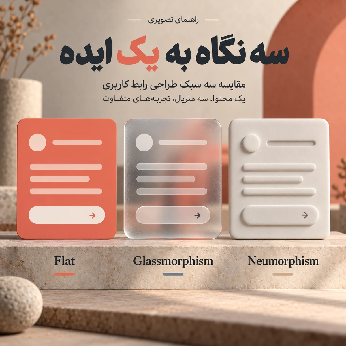 Flat، Glassmorphism و Neumorphism؛ انتخاب سطح در طراحی UI